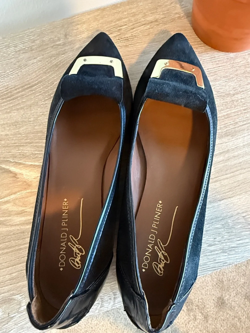 Donald J Pliner Nila Black Patent Suede Leather Wedge, 9 - Picture 9 of 10
